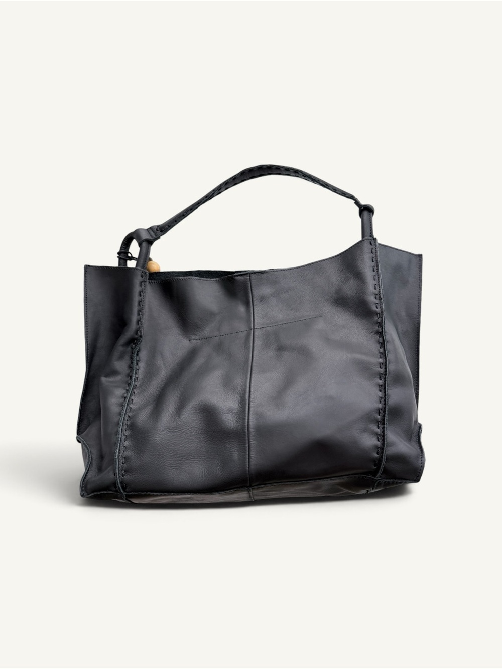 The Sak Los Feliz Black Leather Large Tote Hobo Bag New